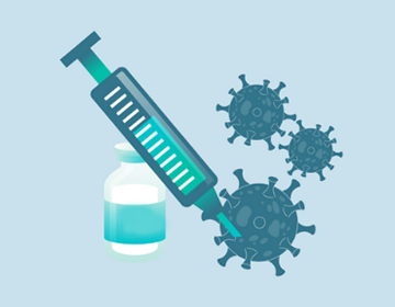 grafika strzykawka i koronawirus